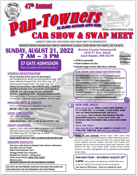 47th Annual Pantowners Car Show & Swap Meet