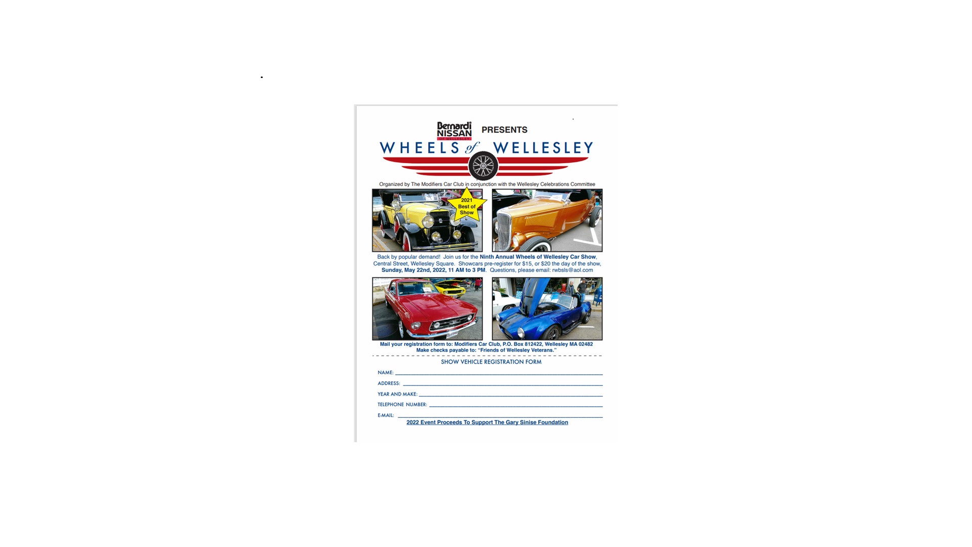 9th Annual Wheels of Wellesley Car Show