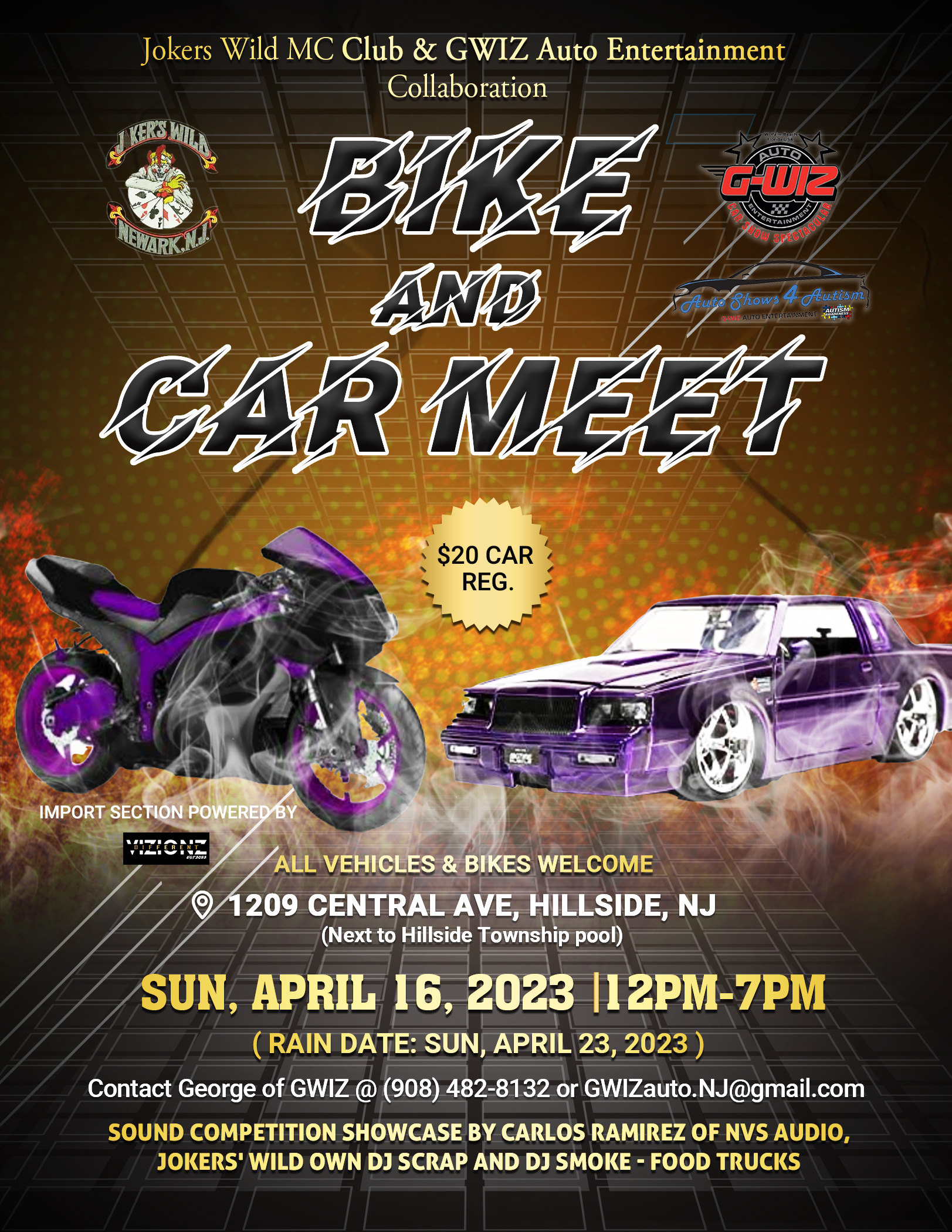 BIKE AND CAR MEET: GWIZ Auto Ent. & Jokers Wild MC Club 